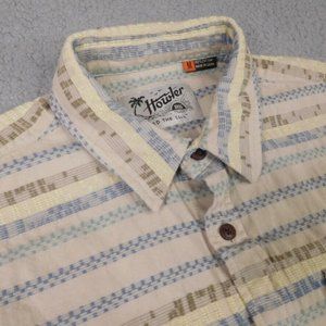 Howler Brothers Striped Casual Button Down Shirt - Blue, Cream, Brown